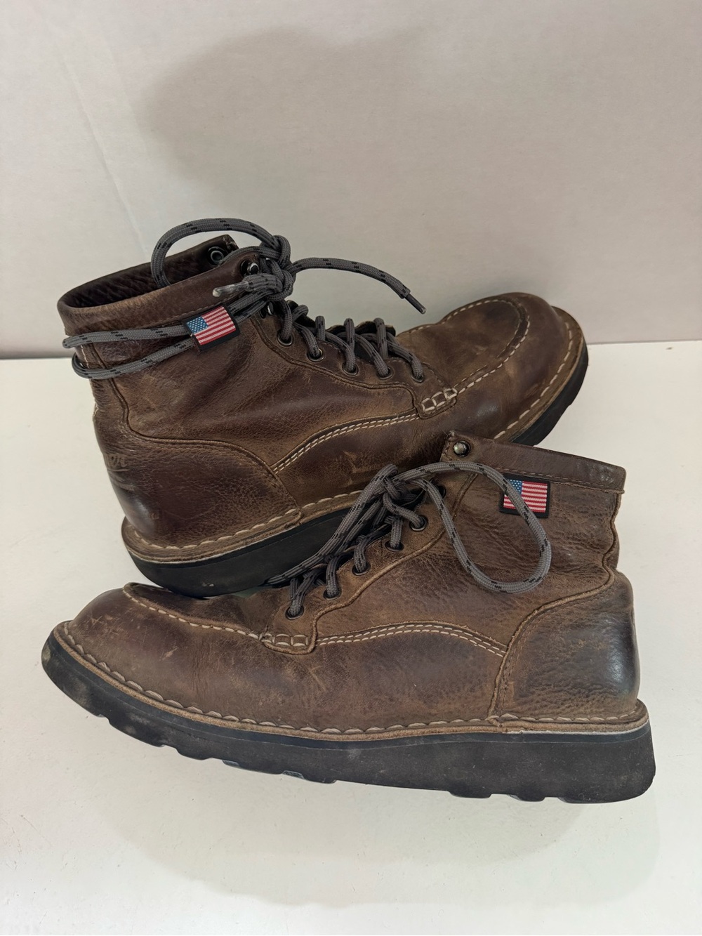 Danner Men’s Bull Run Lux Vintage Sterling Brown Leather Moc Toe Boots 7